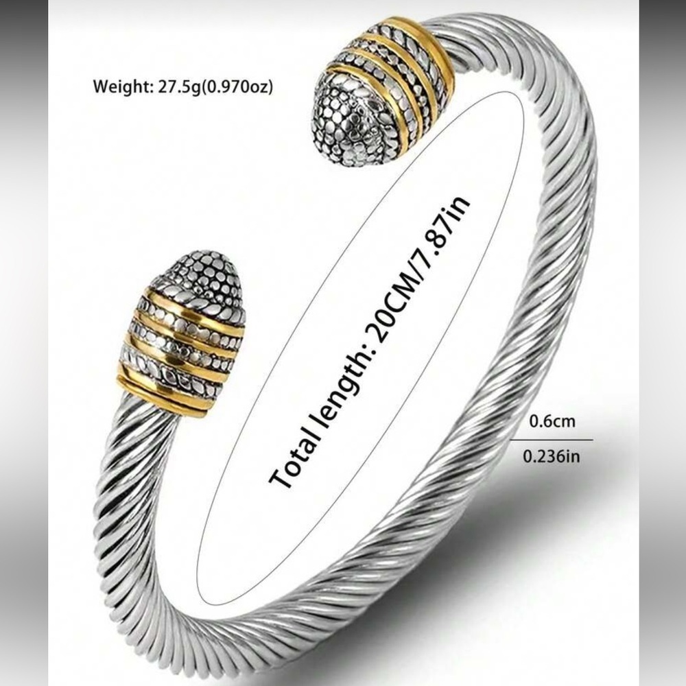 Elegant Stainless Steel Cuff Bangle Bracelet - Picture 6 of 6
